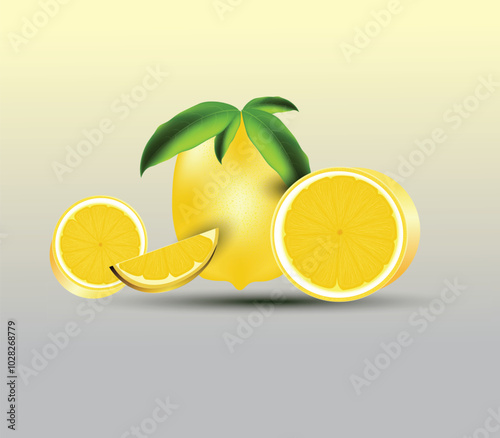 Fresh lemon on white.