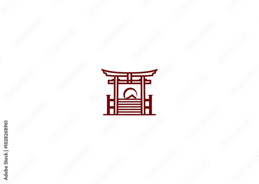 Vector illustration of Torii Gate Japanese Logo Design Vector illustration of Torii Gate Japanese Logo Design