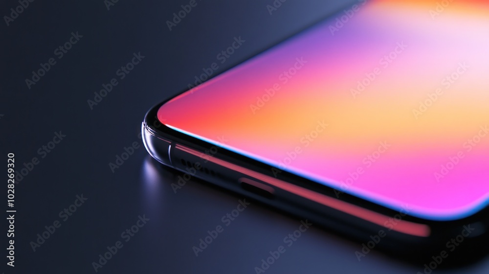 Close-up of a Smartphone with Vibrant Gradient Display Close-up of a Smartphone with Vibrant Gradient Display