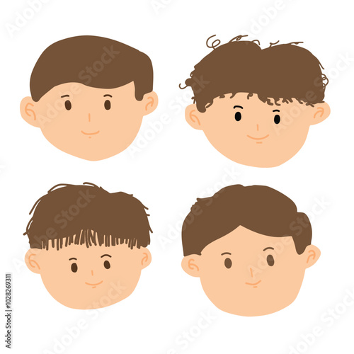 Boy hairstyles head clipart set vector 