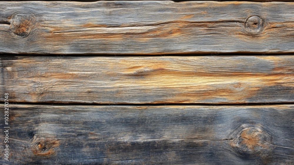 Weathered Wooden Planks with Knots and Grain Patterns