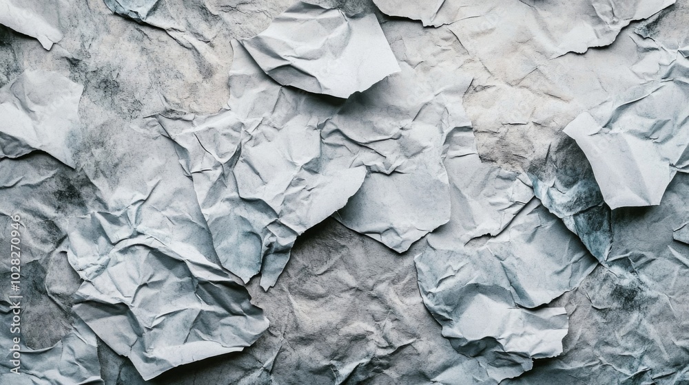Fototapeta premium Crumpled and Torn Paper Texture in Shades of Gray