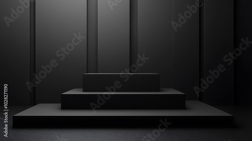 Wallpaper Mural Minimalist Black Podium with Shadowed Background Torontodigital.ca