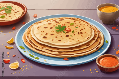 Paratha food  illustration