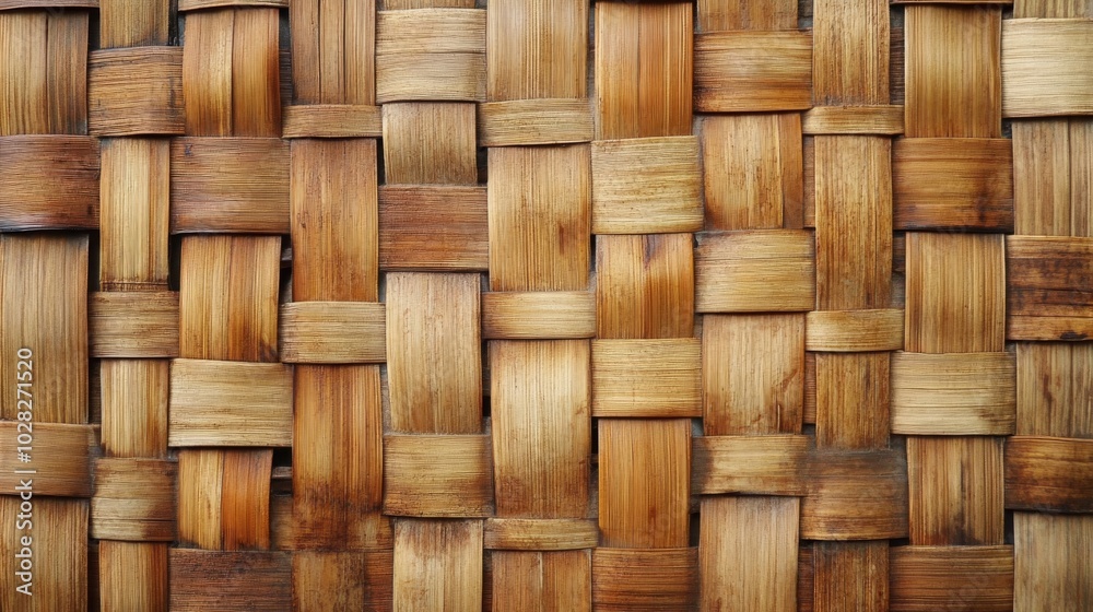 Interwoven Brown Bamboo Strips Creating a Rustic Pattern Interwoven Brown Bamboo Strips Creating a Rustic Pattern