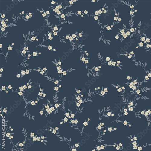 Seamless spring vector pattern with floral motif for dress fabric