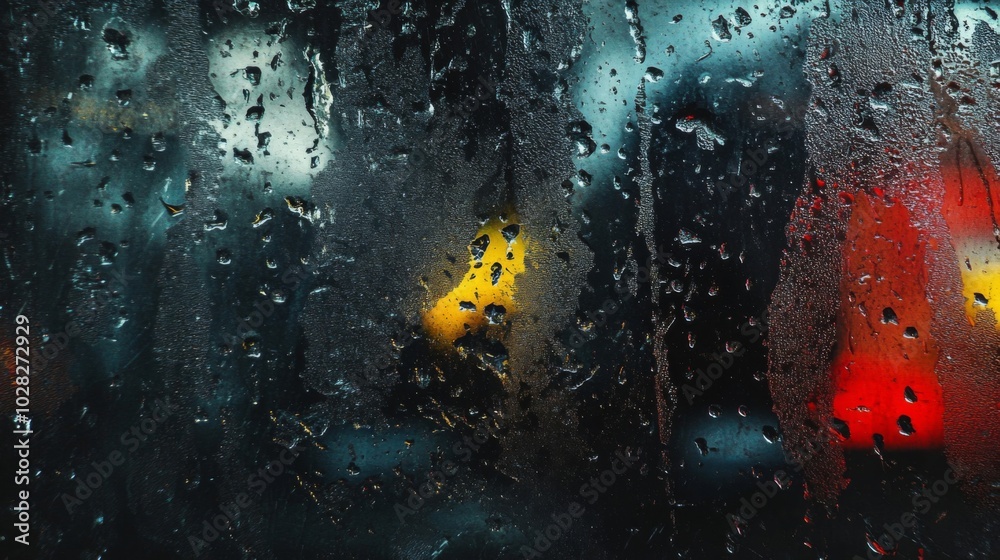 Abstract Rain Drops On A Window With Blurred Lights Abstract Rain Drops On A Window With Blurred Lights