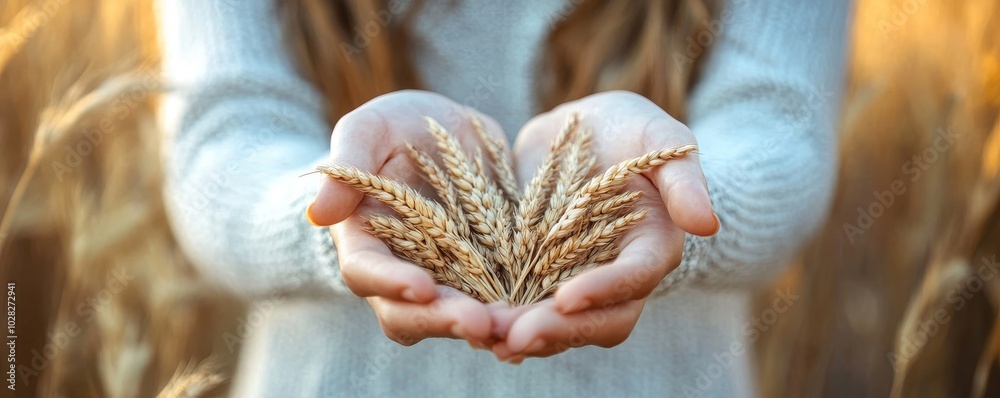 Celiac Disease And Gluten Intolerance. Women Holding Spikelet, Generative AI