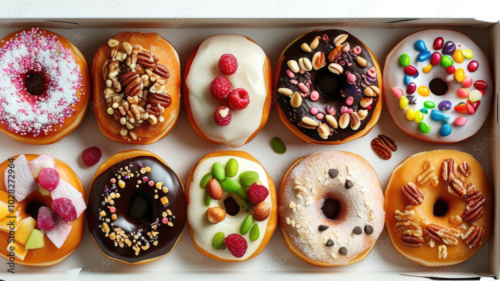 Delicious Assorted Donuts in a White Box