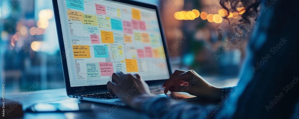 Kanban Project Management Software On Laptop, Generative AI