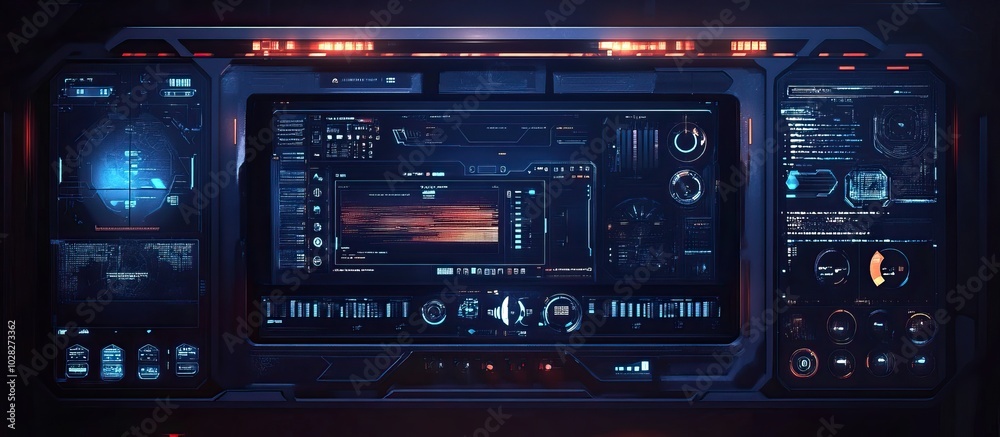 Fototapeta premium Futuristic Control Panel with Digital Interfaces