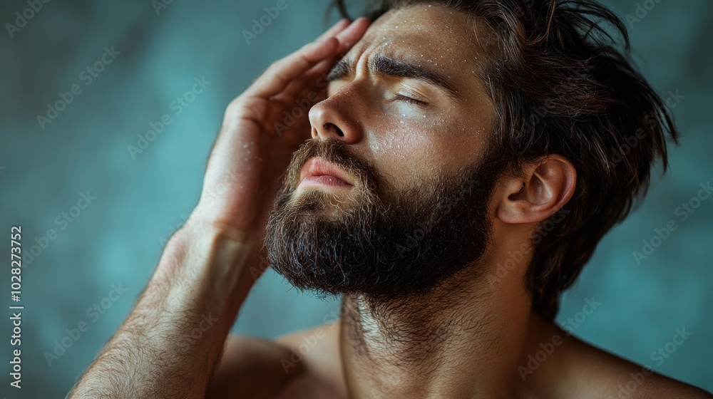 Obraz premium Man With Itchy Skin, Generative AI