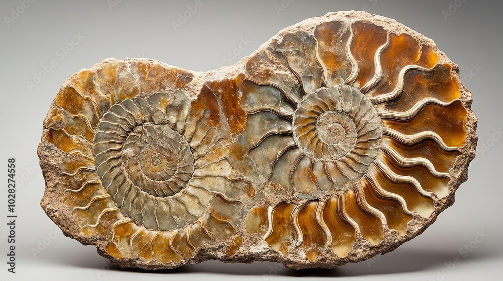 Fossilized Ammonite Shell with Two Spirals Fossilized Ammonite Shell with Two Spirals