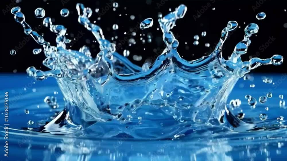 Water splash creates a crown shape with droplets in motion, creating a dynamic and beautiful image. Water splash creates a crown shape with droplets in motion, creating a dynamic and beautiful image.