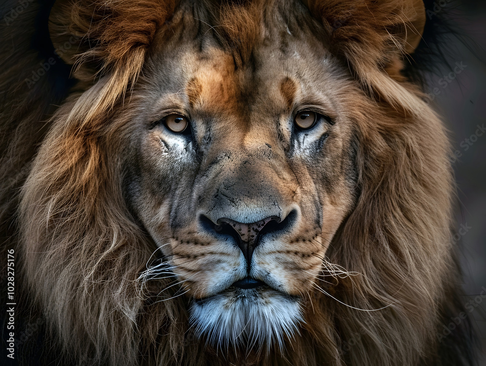 Fototapeta premium majestic lion portrait with intense expression