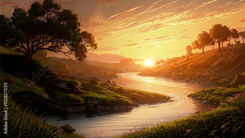 sunrise over the river