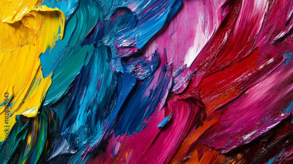 Fototapeta premium Abstract Oil Painting with Vibrant Colors and Thick Brushstrokes