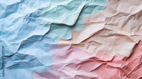 Wallpaper Mural Crumpled Papers in Blue, Green, Peach, and Pink Hues Torontodigital.ca