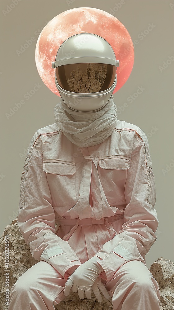 Astronaut in Pink Suit Under a Red Moon Astronaut in Pink Suit Under a Red Moon