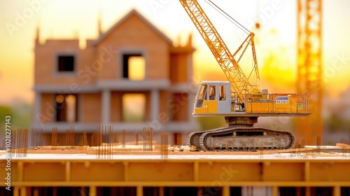 Construction Crane and Building Silhouette at Sunset