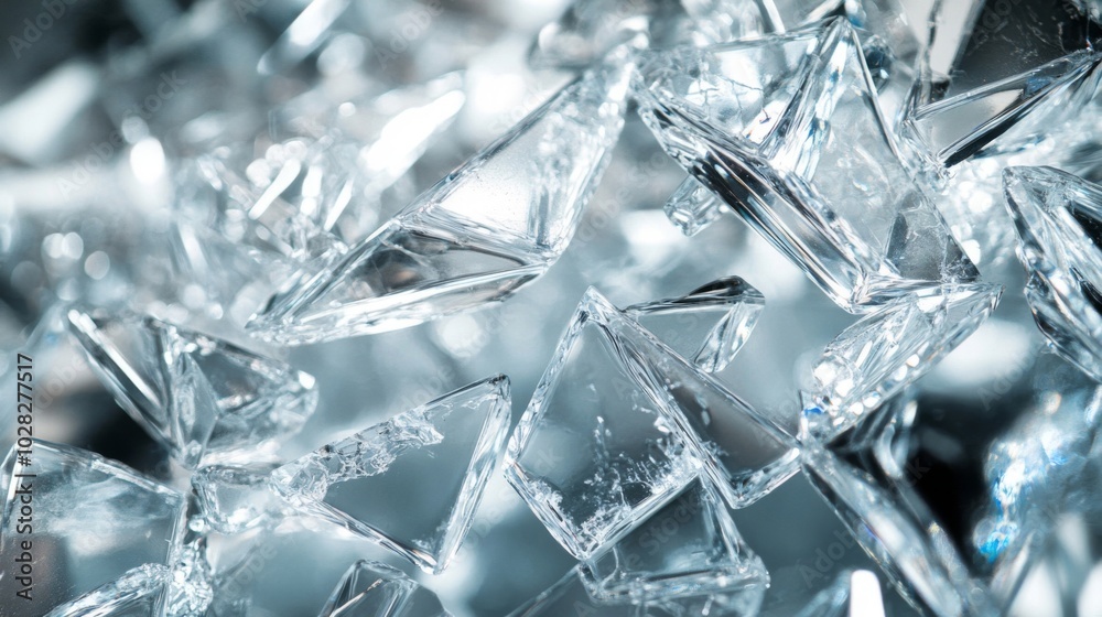 Close-Up of Fragmented Clear Crystal Pieces Close-Up of Fragmented Clear Crystal Pieces