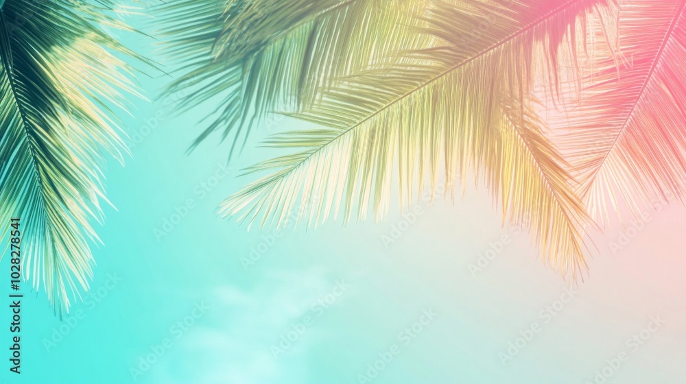 Fototapeta premium Palm Fronds Against a Pastel Sky