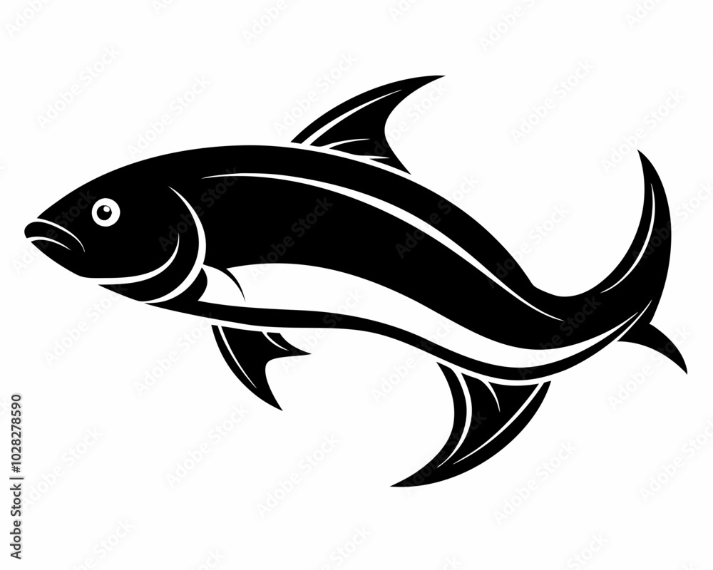 Black Silhouette of a Fish Swimming, fish silhouette, swimming fish, black fish vector. Black Silhouette of a Fish Swimming, fish silhouette, swimming fish, black fish vector.