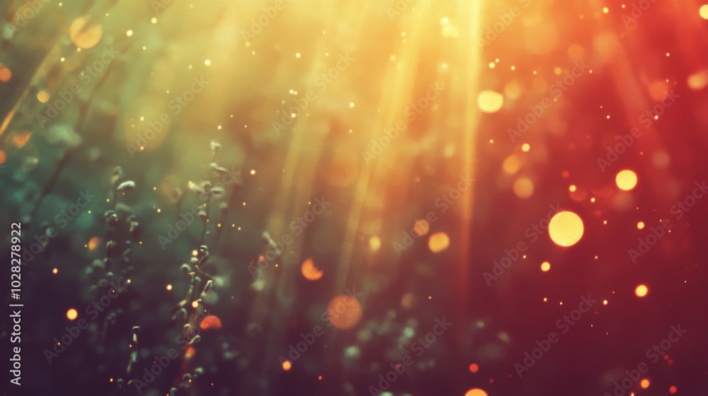 Obraz premium Abstract Sunlight Filtering Through Plants with Bokeh Effect