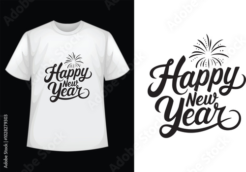 happy new year minimalist typography t shirt design