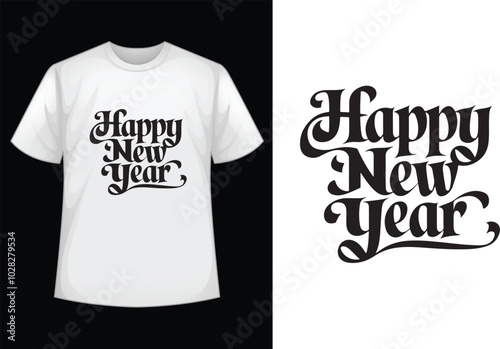happy new year minimalist typography t shirt design