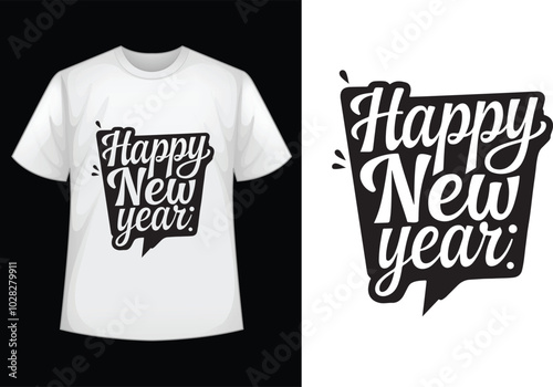 happy new year minimalist typography t shirt design