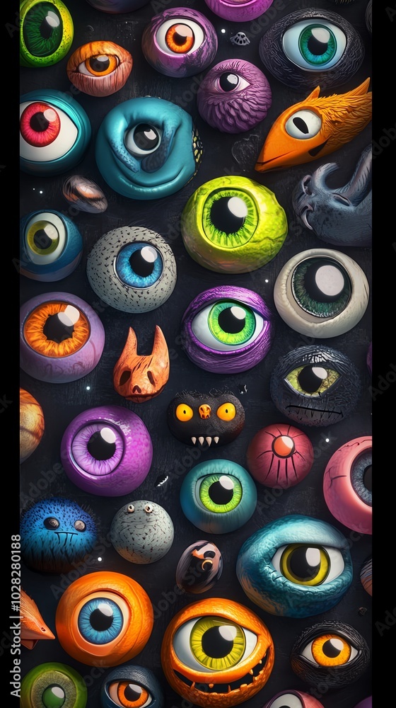 Fototapeta premium Colorful collection of cartoon eyes.
