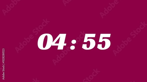 5 minute count down digital timer to 0 second,