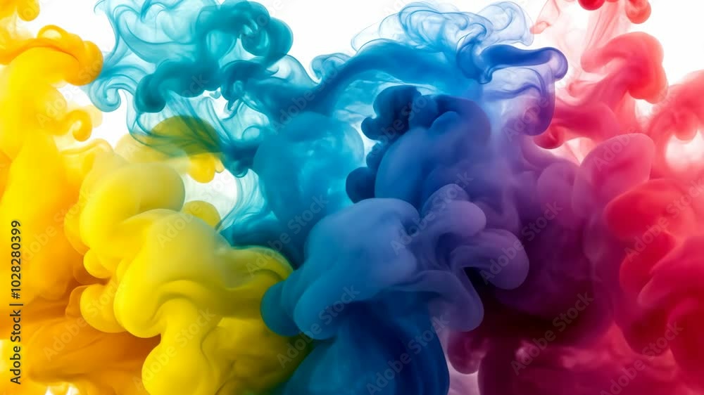 Colorful ink swirls together in a vibrant dance, creating an abstract work of art Colorful ink swirls together in a vibrant dance, creating an abstract work of art