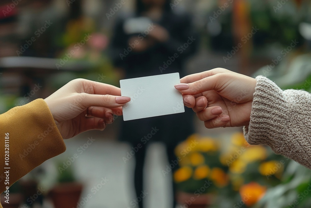 Person Hands Giving Visiting Card To Another Person, Generative AI