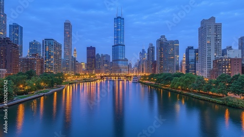 Chicago Skyline Reflection.