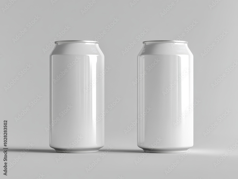 Two white blank can mockups Two white blank can mockups