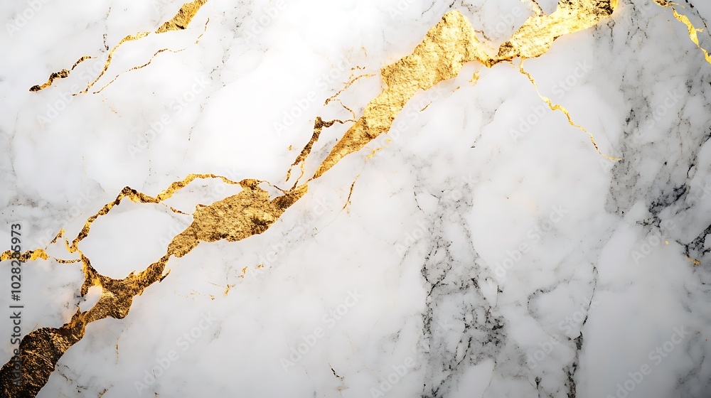 Obraz premium Golden Veins on White Marble