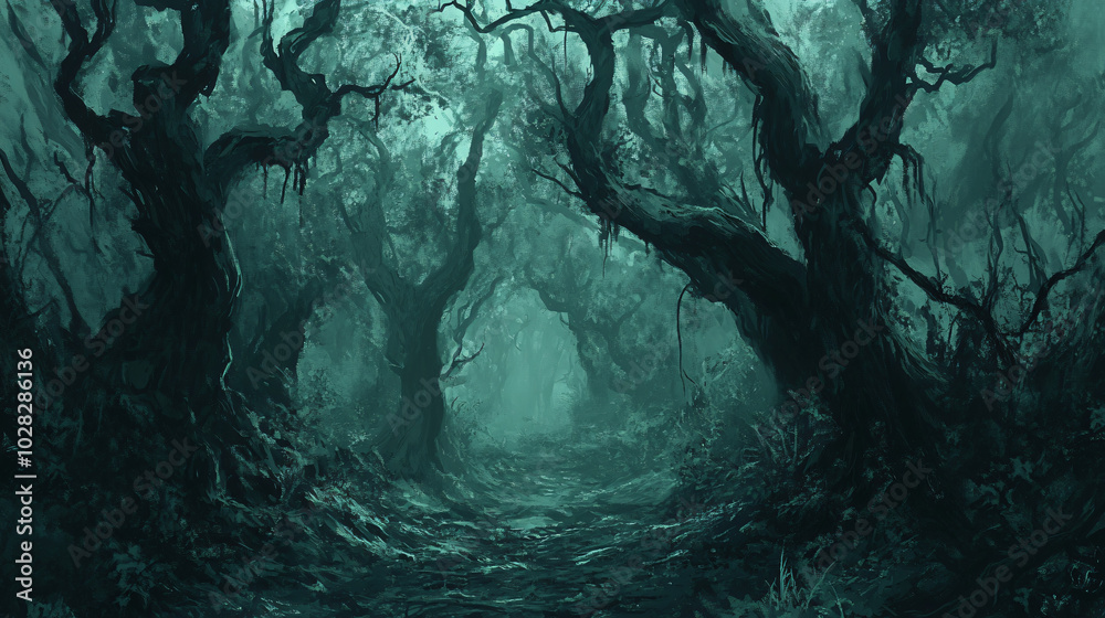 Obraz premium A cursed woodland where no animal dares to tread.