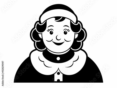 Mrs. Santa Outline Black Silhouette.