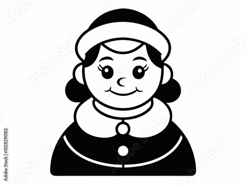 Mrs. Santa Outline Black Silhouette.