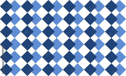 seamless geometric pattern, Blue tone Diamond checkerboard strip repeat pattern, replete image, on isolated white background design for fabric printing, racing
