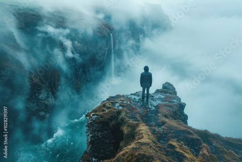 Brink of Despair: A Man Standing on the Edge of the Abyss