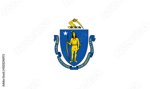 Official flag of the US state of Massachusetts. Vector illustration
