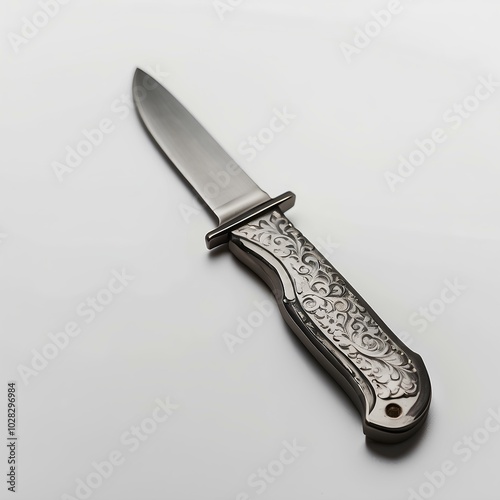 Stainless Steel Knife Isolated on White Background – Sleek and Modern Design photo