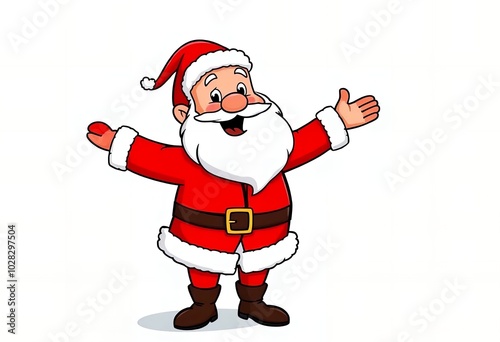 cartoon santa claus with arms outstretched and hands out.