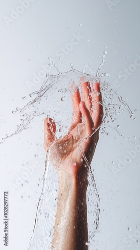 Hand is splashing water
