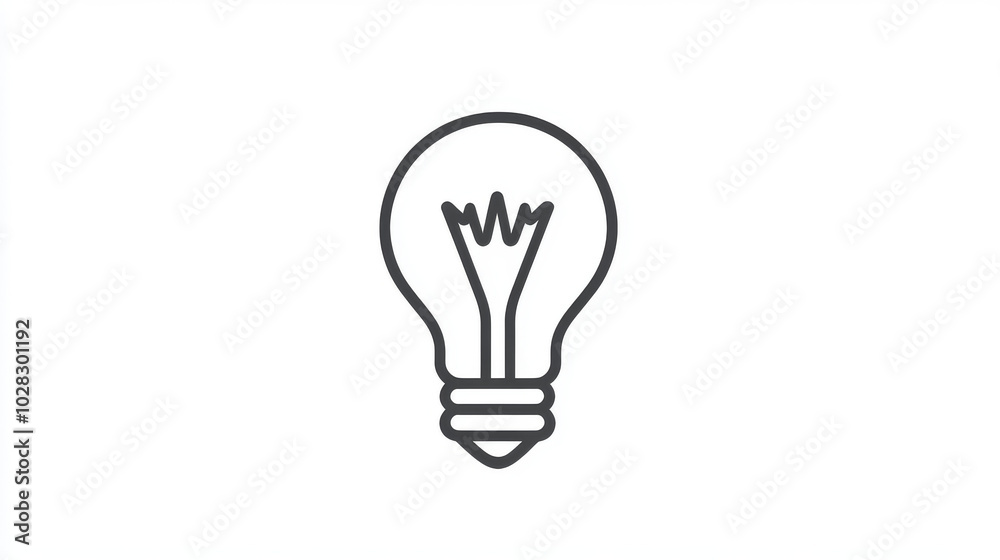 A simple, outlined icon of a lightbulb, perfect for representing ideas and inspiration. The icon is made of thin lines and is isolated against a clear background. A simple, outlined icon of a lightbulb, perfect for representing ideas and inspiration. The icon is made of thin lines and is isolated against a clear background.