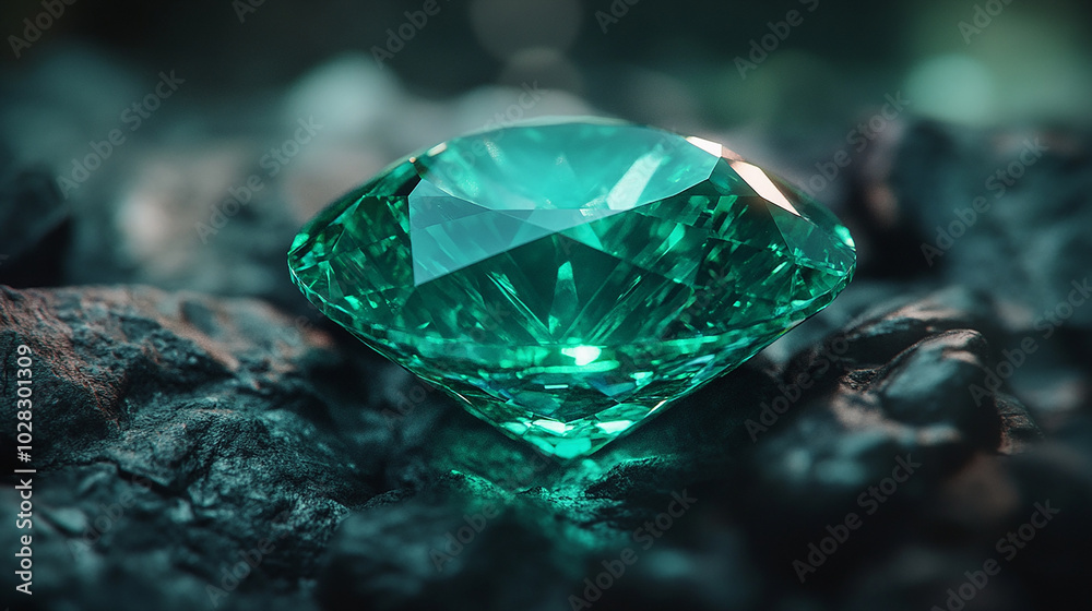 Elegant emerald gemstone with perfect clarity glowing Elegant emerald gemstone with perfect clarity glowing