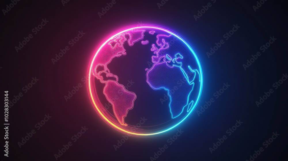 A simple, outline drawing of the Earth, perfect for use as an icon. It's designed with a thin line and looks like a neon sign. A simple, outline drawing of the Earth, perfect for use as an icon. It's designed with a thin line and looks like a neon sign.